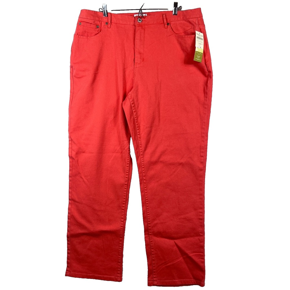 Coldwater Creek Womens W18 ShapeMe Jeans Coral Straight Leg Contour Waist NWT